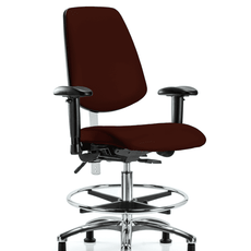 Class 100 Vinyl Clean Room Chair - Medium Bench Height with Medium Back, Seat Tilt, Adjustable Arms, Chrome Foot Ring, & Stationary Glides in Burgundy Trailblazer Vinyl - NCR-VMBCH-MB-CR-T1-A1-CF-RG-8569