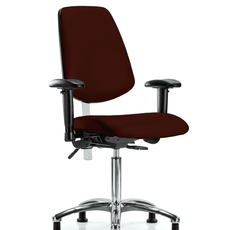 Class 100 Vinyl Clean Room Chair - Medium Bench Height with Medium Back, Seat Tilt, Adjustable Arms, & Stationary Glides in Burgundy Trailblazer Vinyl - NCR-VMBCH-MB-CR-T1-A1-NF-RG-8569