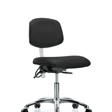 Class 100 Vinyl Clean Room/ESD Chair - Desk Height with ESD Casters in Black ESD Vinyl - NECR-DHCH-CR-T0-A0-EC-ESDBLK