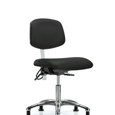 Class 100 Vinyl Clean Room/ESD Chair - Desk Height with ESD Stationary Glides in Black ESD Vinyl - NECR-DHCH-CR-T0-A0-EG-ESDBLK