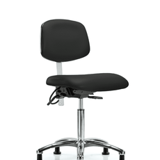Class 100 Vinyl Clean Room/ESD Chair - Medium Bench Height with ESD Stationary Glides in Black ESD Vinyl - NECR-MBCH-CR-T0-A0-NF-EG-ESDBLK