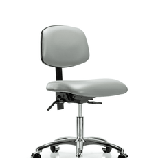 Vinyl Chair Chrome - Desk Height with Casters in Dove Trailblazer Vinyl - VDHCH-CR-T0-A0-CC-8567