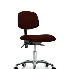 Vinyl Chair Chrome - Desk Height with Casters in Burgundy Trailblazer Vinyl - VDHCH-CR-T0-A0-CC-8569