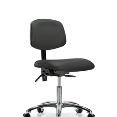 Vinyl Chair Chrome - Desk Height with Casters in Charcoal Trailblazer Vinyl - VDHCH-CR-T0-A0-CC-8605