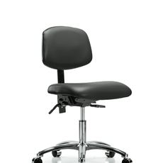 Vinyl Chair Chrome - Desk Height with Casters in Carbon Supernova Vinyl - VDHCH-CR-T0-A0-CC-8823