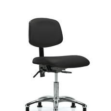 Vinyl Chair Chrome - Desk Height with Stationary Glides in Black Trailblazer Vinyl - VDHCH-CR-T0-A0-RG-8540