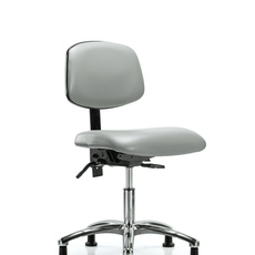 Vinyl Chair Chrome - Desk Height with Stationary Glides in Dove Trailblazer Vinyl - VDHCH-CR-T0-A0-RG-8567
