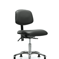 Vinyl Chair Chrome - Desk Height with Stationary Glides in Carbon Supernova Vinyl - VDHCH-CR-T0-A0-RG-8823
