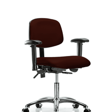 Vinyl Chair Chrome - Desk Height with Adjustable Arms & Casters in Burgundy Trailblazer Vinyl - VDHCH-CR-T0-A1-CC-8569