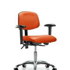 Vinyl Chair Chrome - Desk Height with Adjustable Arms & Casters in Orange Kist Trailblazer Vinyl - VDHCH-CR-T0-A1-CC-8613