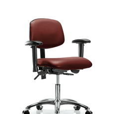 Vinyl Chair Chrome - Desk Height with Adjustable Arms & Casters in Borscht Supernova Vinyl - VDHCH-CR-T0-A1-CC-8815