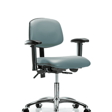 Vinyl Chair Chrome - Desk Height with Adjustable Arms & Casters in Storm Supernova Vinyl - VDHCH-CR-T0-A1-CC-8822