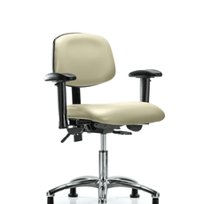 Vinyl Chair Chrome - Desk Height with Adjustable Arms & Stationary Glides in Adobe White Trailblazer Vinyl - VDHCH-CR-T0-A1-RG-8501