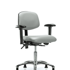 Vinyl Chair Chrome - Desk Height with Adjustable Arms & Stationary Glides in Dove Trailblazer Vinyl - VDHCH-CR-T0-A1-RG-8567