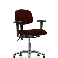 Vinyl Chair Chrome - Desk Height with Adjustable Arms & Stationary Glides in Burgundy Trailblazer Vinyl - VDHCH-CR-T0-A1-RG-8569