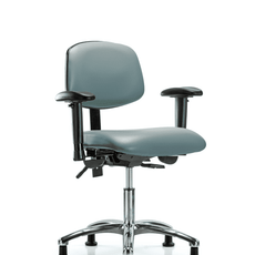 Vinyl Chair Chrome - Desk Height with Adjustable Arms & Stationary Glides in Storm Supernova Vinyl - VDHCH-CR-T0-A1-RG-8822