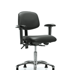 Vinyl Chair Chrome - Desk Height with Adjustable Arms & Stationary Glides in Carbon Supernova Vinyl - VDHCH-CR-T0-A1-RG-8823