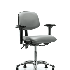 Vinyl Chair Chrome - Desk Height with Adjustable Arms & Stationary Glides in Sterling Supernova Vinyl - VDHCH-CR-T0-A1-RG-8840