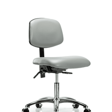 Vinyl Chair Chrome - Desk Height with Seat Tilt & Casters in Dove Trailblazer Vinyl - VDHCH-CR-T1-A0-CC-8567