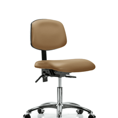 Vinyl Chair Chrome - Desk Height with Seat Tilt & Casters in Taupe Trailblazer Vinyl - VDHCH-CR-T1-A0-CC-8584