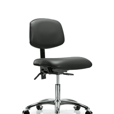 Vinyl Chair Chrome - Desk Height with Seat Tilt & Casters in Carbon Supernova Vinyl - VDHCH-CR-T1-A0-CC-8823