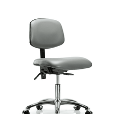 Vinyl Chair Chrome - Desk Height with Seat Tilt & Casters in Sterling Supernova Vinyl - VDHCH-CR-T1-A0-CC-8840