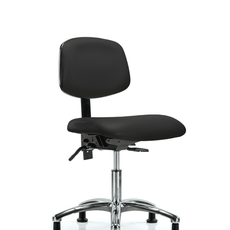 Vinyl Chair Chrome - Desk Height with Seat Tilt & Stationary Glides in Black Trailblazer Vinyl - VDHCH-CR-T1-A0-RG-8540