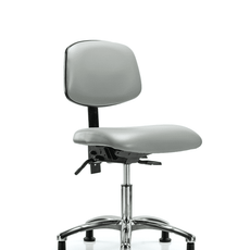 Vinyl Chair Chrome - Desk Height with Seat Tilt & Stationary Glides in Dove Trailblazer Vinyl - VDHCH-CR-T1-A0-RG-8567