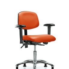 Vinyl Chair Chrome - Desk Height with Seat Tilt, Adjustable Arms, & Stationary Glides in Orange Kist Trailblazer Vinyl - VDHCH-CR-T1-A1-RG-8613