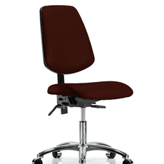 Vinyl Chair Chrome - Desk Height with Medium Back & Casters in Burgundy Trailblazer Vinyl - VDHCH-MB-CR-T0-A0-CC-8569