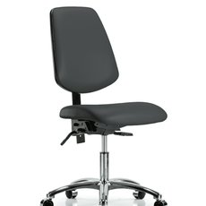 Vinyl Chair Chrome - Desk Height with Medium Back & Casters in Charcoal Trailblazer Vinyl - VDHCH-MB-CR-T0-A0-CC-8605