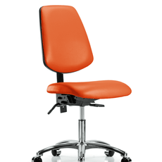 Vinyl Chair Chrome - Desk Height with Medium Back & Casters in Orange Kist Trailblazer Vinyl - VDHCH-MB-CR-T0-A0-CC-8613