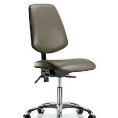 Vinyl Chair Chrome - Desk Height with Medium Back & Casters in Taupe Supernova Vinyl - VDHCH-MB-CR-T0-A0-CC-8809