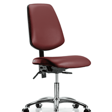 Vinyl Chair Chrome - Desk Height with Medium Back & Casters in Borscht Supernova Vinyl - VDHCH-MB-CR-T0-A0-CC-8815