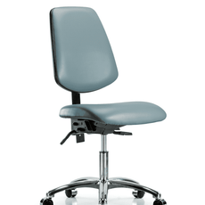 Vinyl Chair Chrome - Desk Height with Medium Back & Casters in Storm Supernova Vinyl - VDHCH-MB-CR-T0-A0-CC-8822