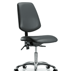 Vinyl Chair Chrome - Desk Height with Medium Back & Casters in Carbon Supernova Vinyl - VDHCH-MB-CR-T0-A0-CC-8823