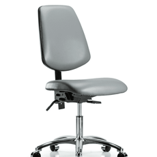 Vinyl Chair Chrome - Desk Height with Medium Back & Casters in Sterling Supernova Vinyl - VDHCH-MB-CR-T0-A0-CC-8840