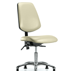 Vinyl Chair Chrome - Desk Height with Medium Back & Stationary Glides in Adobe White Trailblazer Vinyl - VDHCH-MB-CR-T0-A0-RG-8501