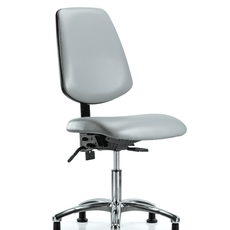 Vinyl Chair Chrome - Desk Height with Medium Back & Stationary Glides in Dove Trailblazer Vinyl - VDHCH-MB-CR-T0-A0-RG-8567