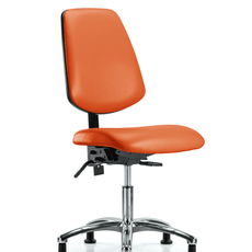 Vinyl Chair Chrome - Desk Height with Medium Back & Stationary Glides in Orange Kist Trailblazer Vinyl - VDHCH-MB-CR-T0-A0-RG-8613