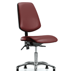 Vinyl Chair Chrome - Desk Height with Medium Back & Stationary Glides in Borscht Supernova Vinyl - VDHCH-MB-CR-T0-A0-RG-8815