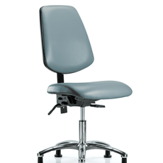 Vinyl Chair Chrome - Desk Height with Medium Back & Stationary Glides in Storm Supernova Vinyl - VDHCH-MB-CR-T0-A0-RG-8822