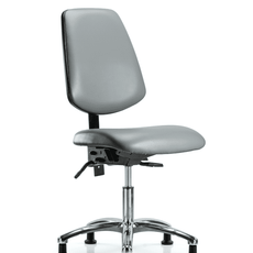 Vinyl Chair Chrome - Desk Height with Medium Back & Stationary Glides in Sterling Supernova Vinyl - VDHCH-MB-CR-T0-A0-RG-8840