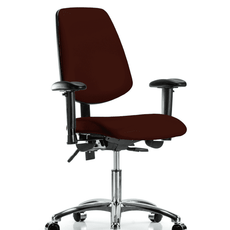 Vinyl Chair Chrome - Desk Height with Medium Back, Adjustable Arms, & Casters in Burgundy Trailblazer Vinyl - VDHCH-MB-CR-T0-A1-CC-8569