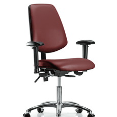 Vinyl Chair Chrome - Desk Height with Medium Back, Adjustable Arms, & Casters in Borscht Supernova Vinyl - VDHCH-MB-CR-T0-A1-CC-8815