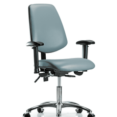 Vinyl Chair Chrome - Desk Height with Medium Back, Adjustable Arms, & Casters in Storm Supernova Vinyl - VDHCH-MB-CR-T0-A1-CC-8822