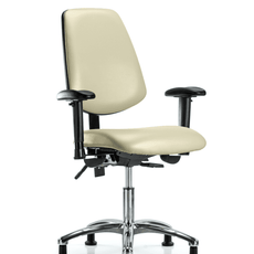 Vinyl Chair Chrome - Desk Height with Medium Back, Adjustable Arms, & Stationary Glides in Adobe White Trailblazer Vinyl - VDHCH-MB-CR-T0-A1-RG-8501