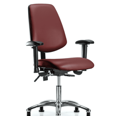 Vinyl Chair Chrome - Desk Height with Medium Back, Adjustable Arms, & Stationary Glides in Borscht Supernova Vinyl - VDHCH-MB-CR-T0-A1-RG-8815
