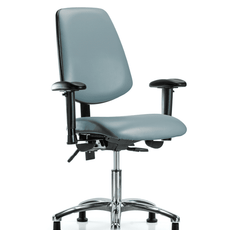 Vinyl Chair Chrome - Desk Height with Medium Back, Adjustable Arms, & Stationary Glides in Storm Supernova Vinyl - VDHCH-MB-CR-T0-A1-RG-8822