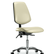 Vinyl Chair Chrome - Desk Height with Medium Back, Seat Tilt, & Casters in Adobe White Trailblazer Vinyl - VDHCH-MB-CR-T1-A0-CC-8501
